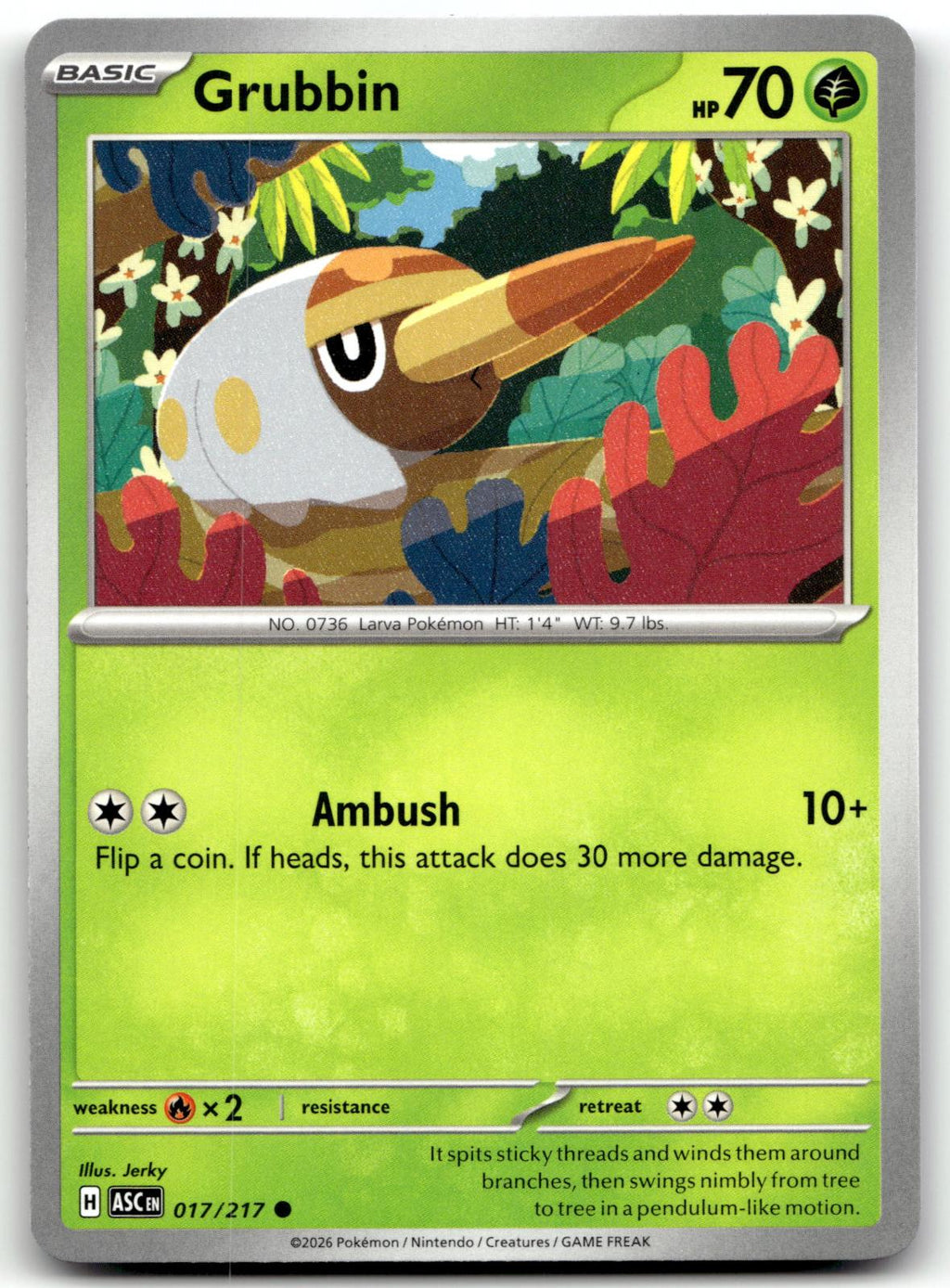 Grubbin 017/217 Common Ascended Heroes Pokemon Near Mint
