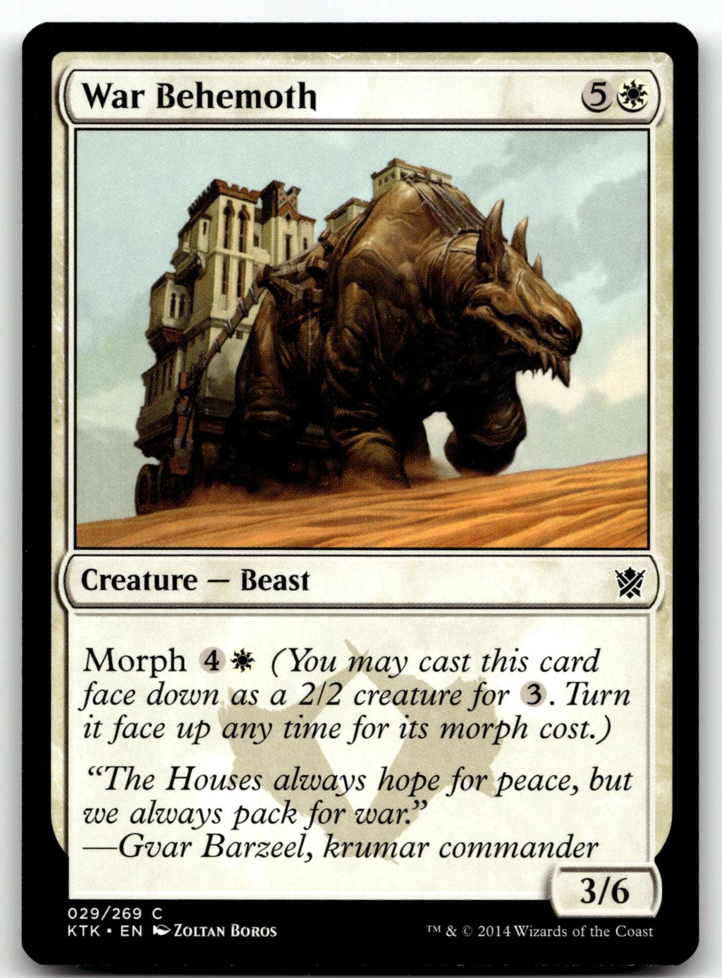 War Behemoth 29 Common Khans of Tarkir Magic: The Gathering Near Mint