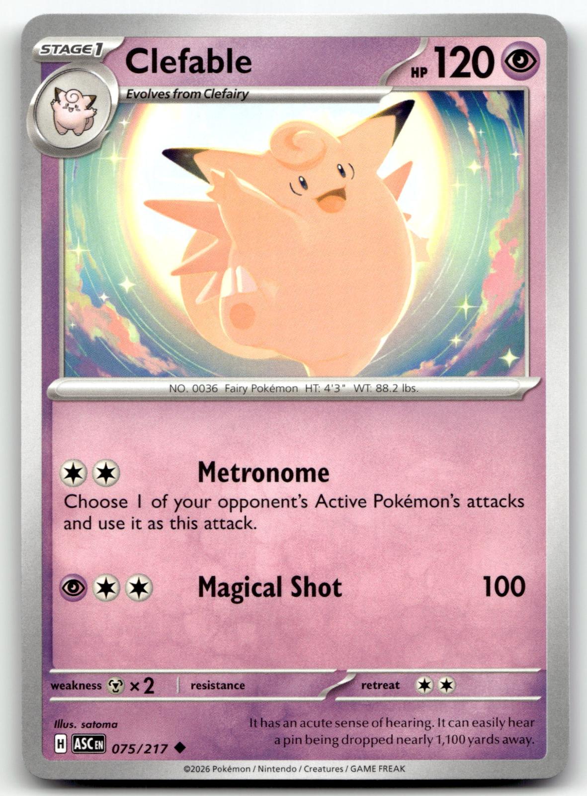Clefable 075/217 Uncommon Ascended Heroes Pokemon Near Mint