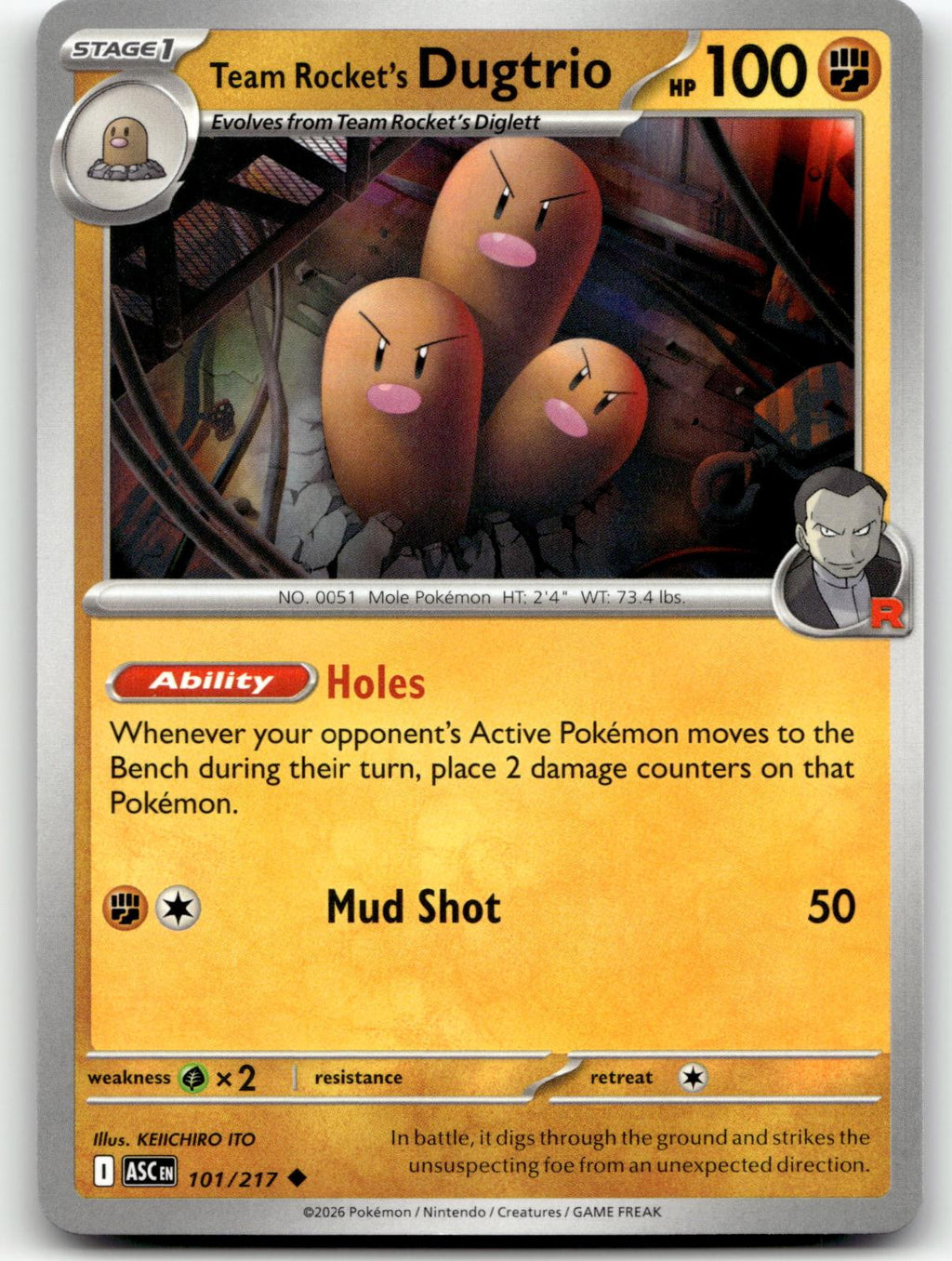 Team Rocket's Dugtrio 101/217 Uncommon Ascended Heroes Pokemon Near Mint
