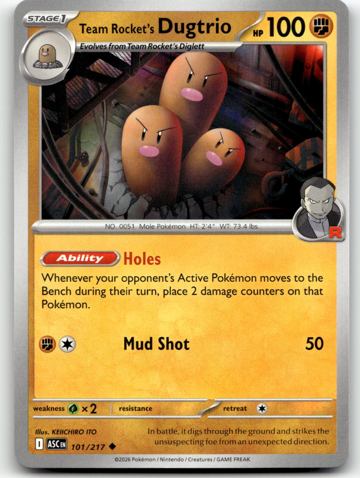 Team Rocket's Dugtrio 101/217 Uncommon Ascended Heroes Pokemon Near Mint
