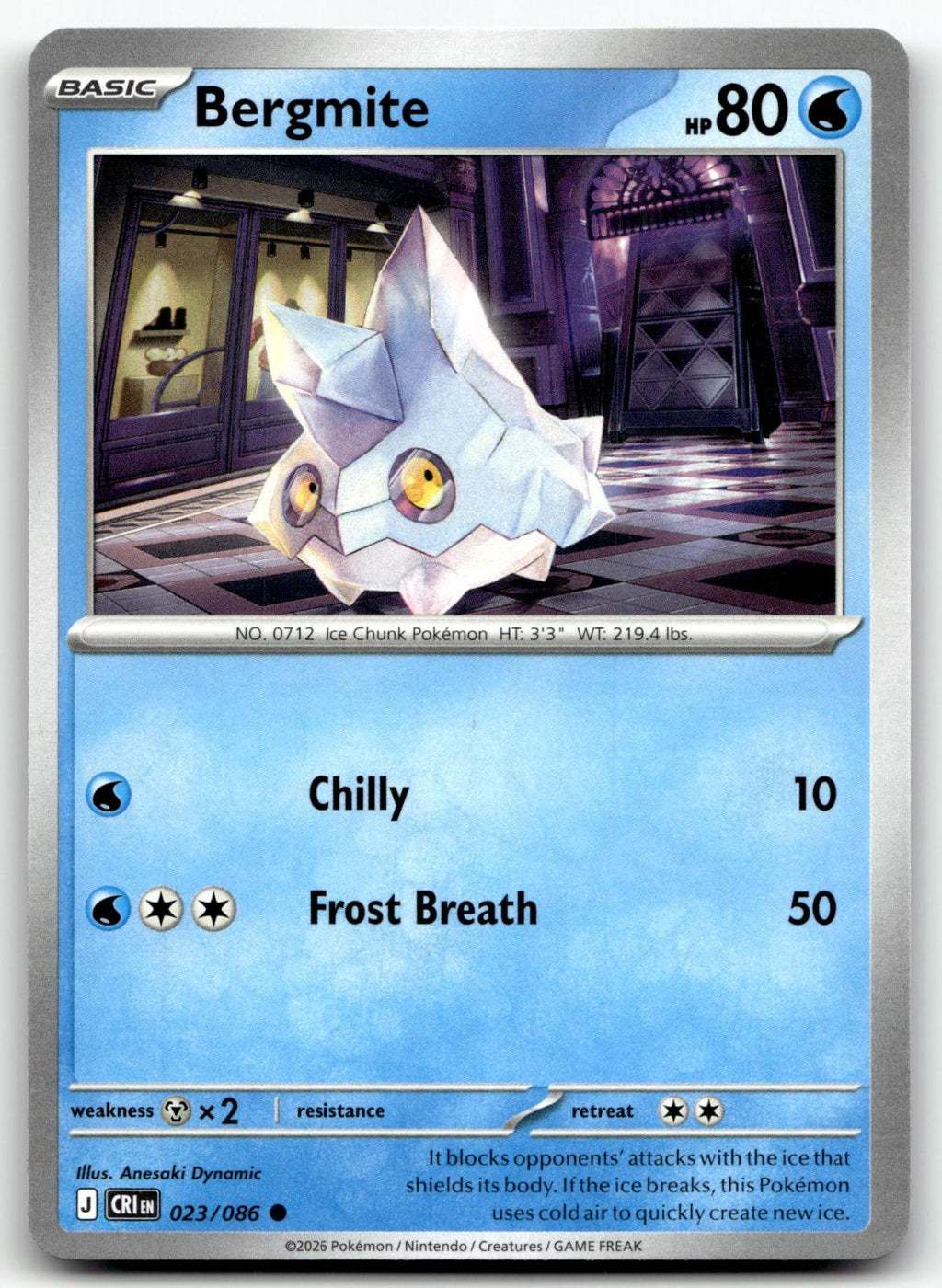 Bergmite 023/086 Common Chaos Rising Pokemon Near Mint