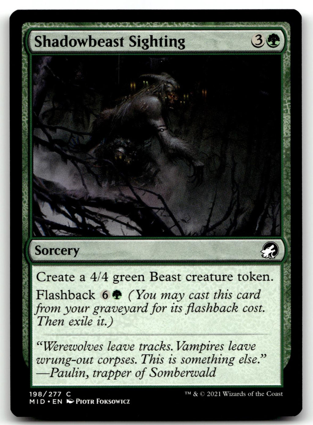 Shadowbeast Sighting 198 Common Innistrad: Midnight Hunt Magic: The Gathering NM
