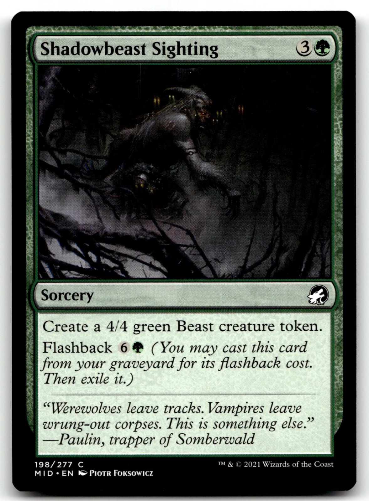 Shadowbeast Sighting 198 Common Innistrad: Midnight Hunt Magic: The Gathering NM