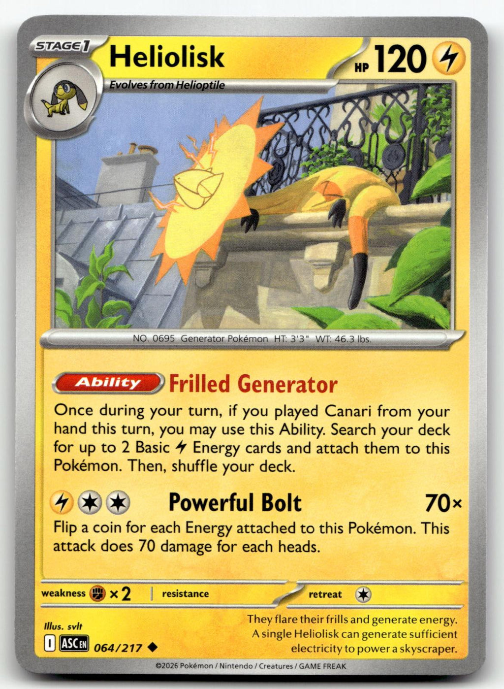 Heliolisk 064/217 Uncommon Ascended Heroes Pokemon Near Mint