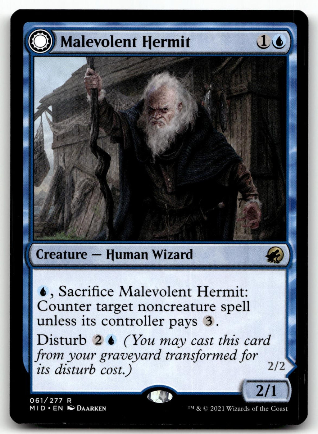 Malevolent Hermit 61 Rare Innistrad: Midnight Hunt Magic: The Gathering NM