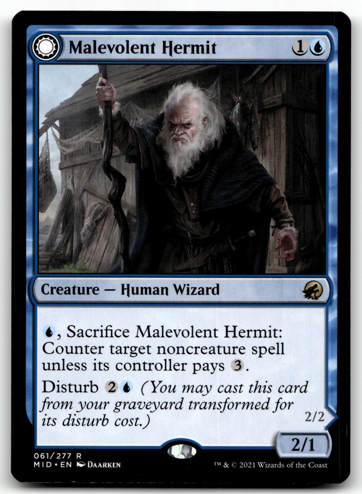 Malevolent Hermit 61 Rare Innistrad: Midnight Hunt Magic: The Gathering NM