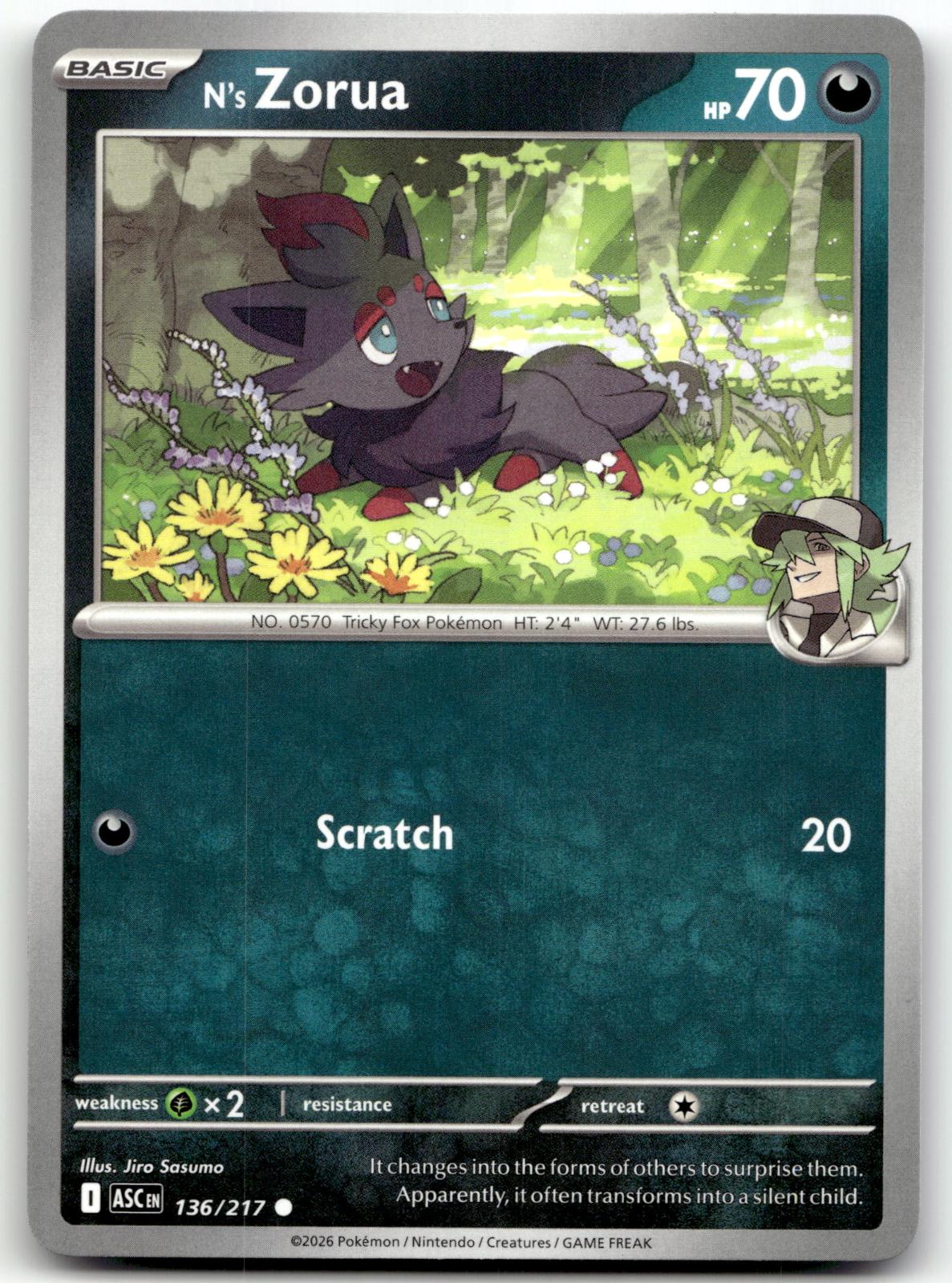 N's Zorua 136/217 Common Ascended Heroes Pokemon Near Mint
