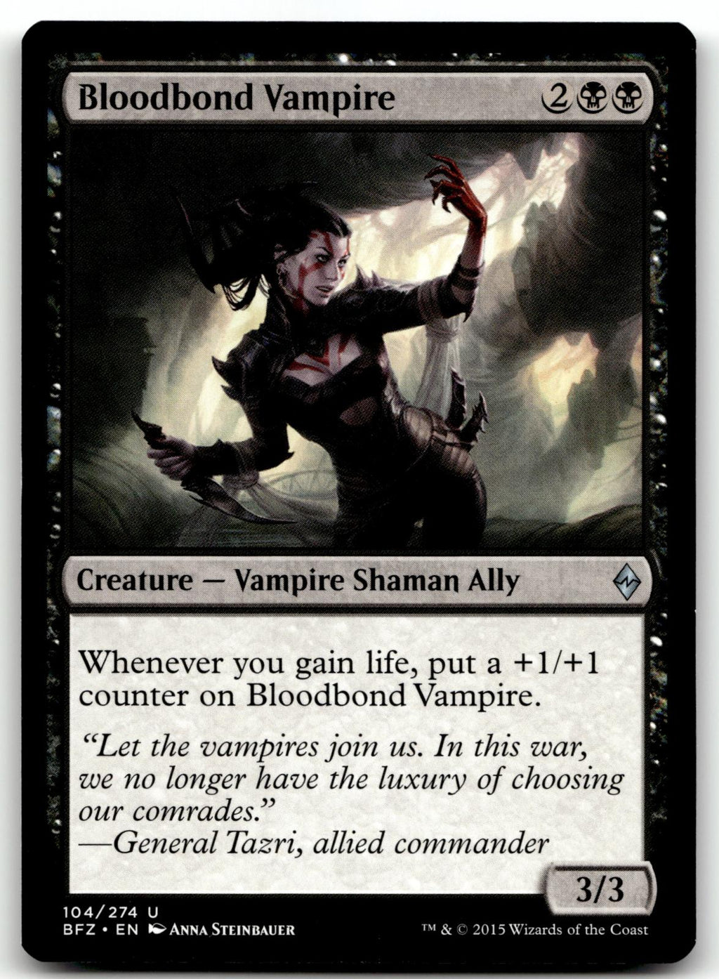 Bloodbond Vampire 104 Uncommon Battle for Zendikar Magic: The Gathering NM