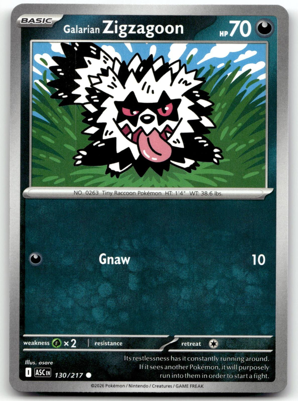 Galarian Zigzagoon 130/217 Common Ascended Heroes Pokemon Near Mint