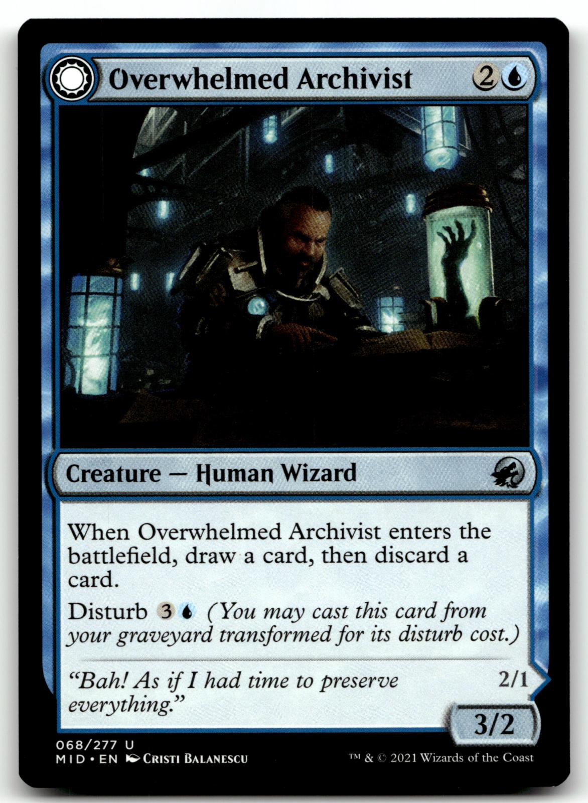 Overwhelmed Archivist 68 Innistrad: Midnight Hunt Magic: The Gathering NM