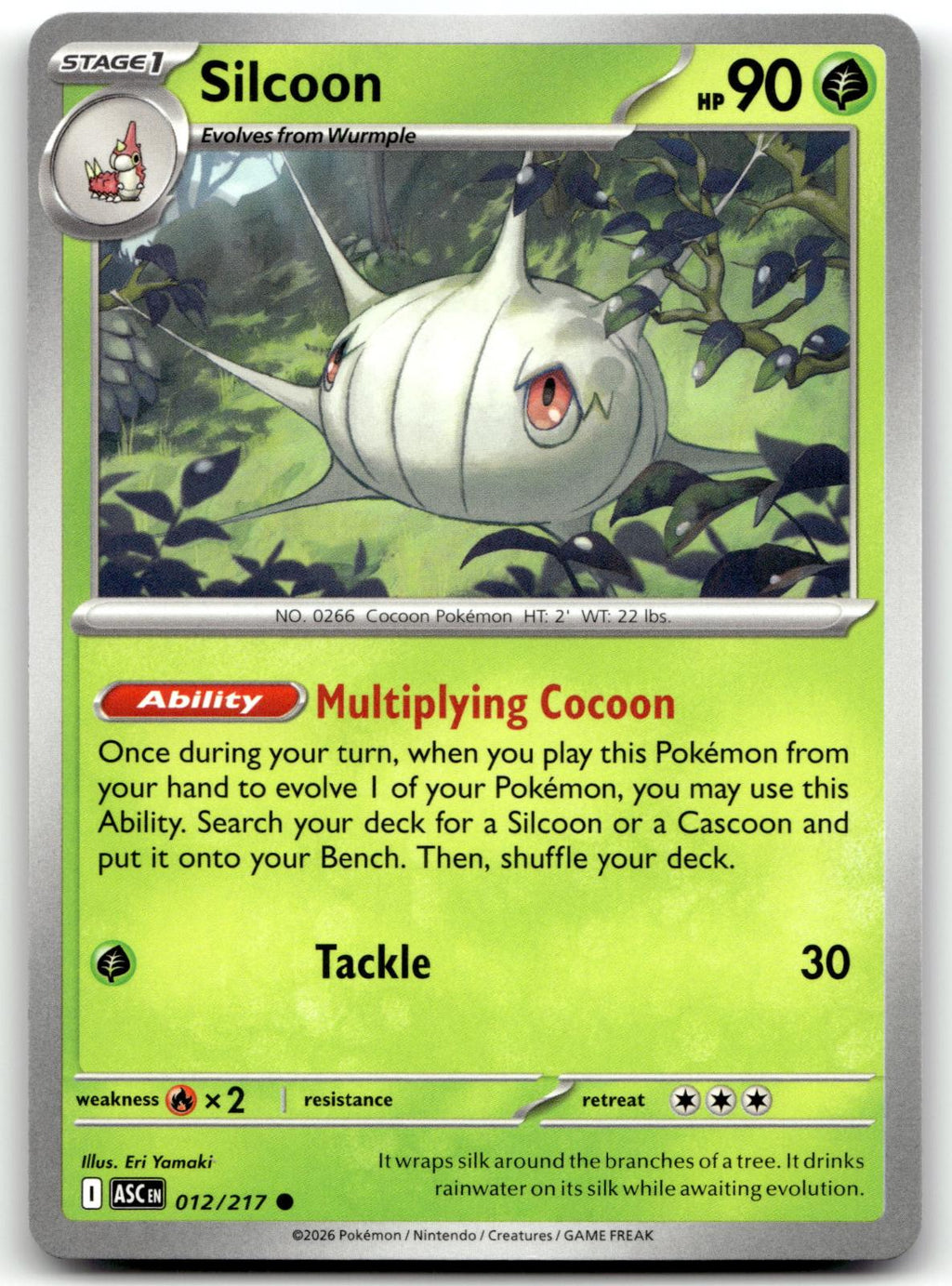 Silcoon 012/217 Common Ascended Heroes Pokemon Near Mint