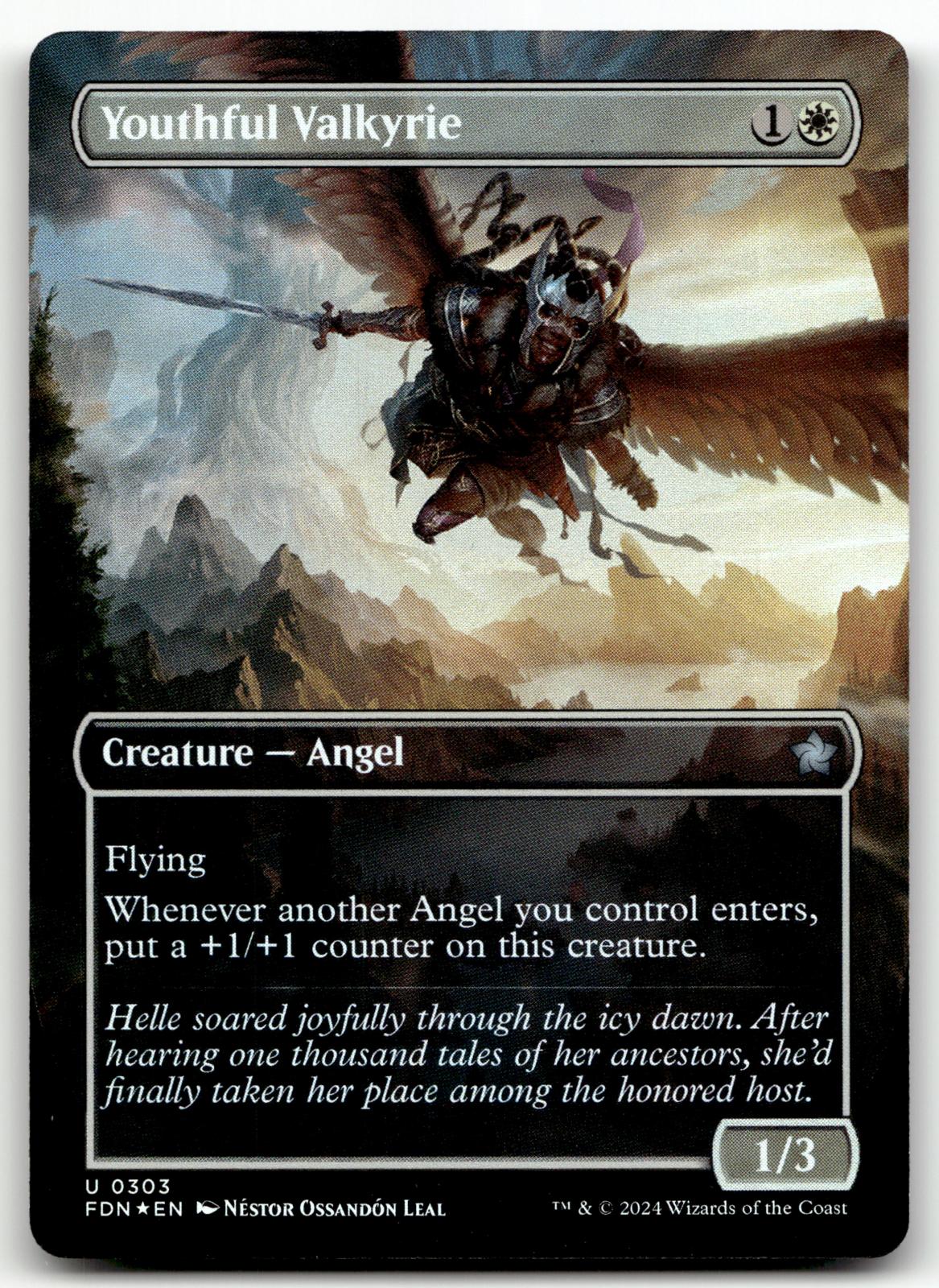 Youthful Valkyrie (Borderless) 303 Foundations Magic: The Gathering Foil NM