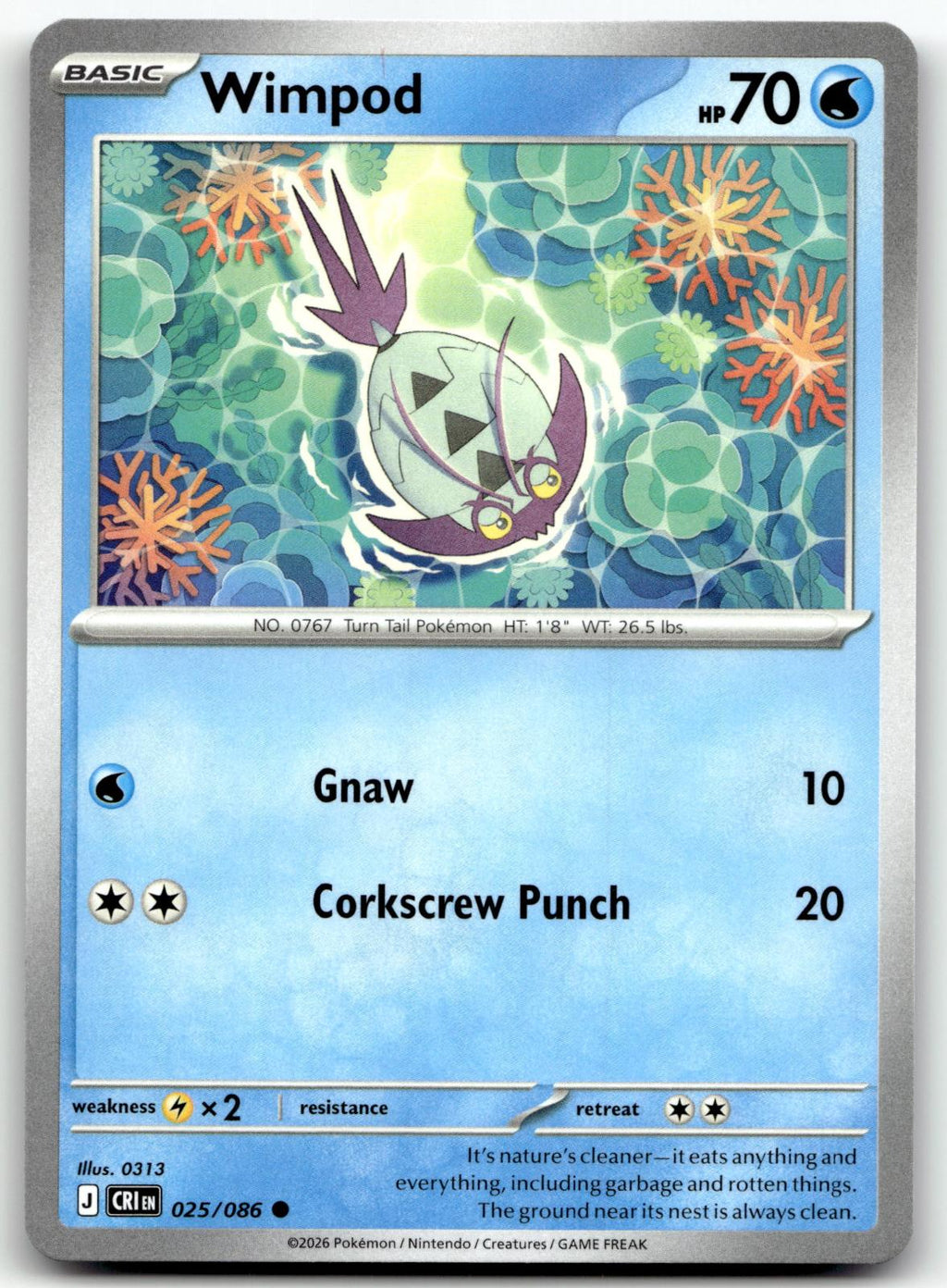 Wimpod 025/086 Common Chaos Rising Pokemon Near Mint