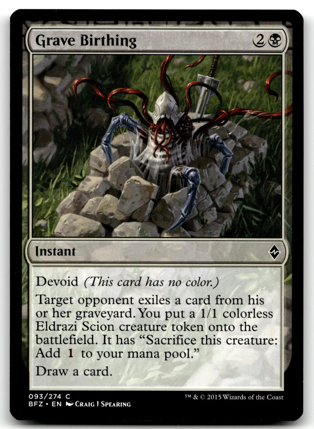 Grave Birthing 93 Common Battle for Zendikar Magic: The Gathering Near Mint