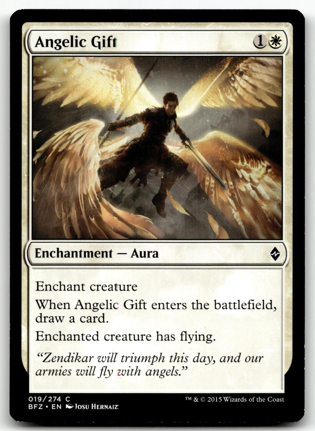 Angelic Gift 19 Common Battle for Zendikar Magic: The Gathering Near Mint