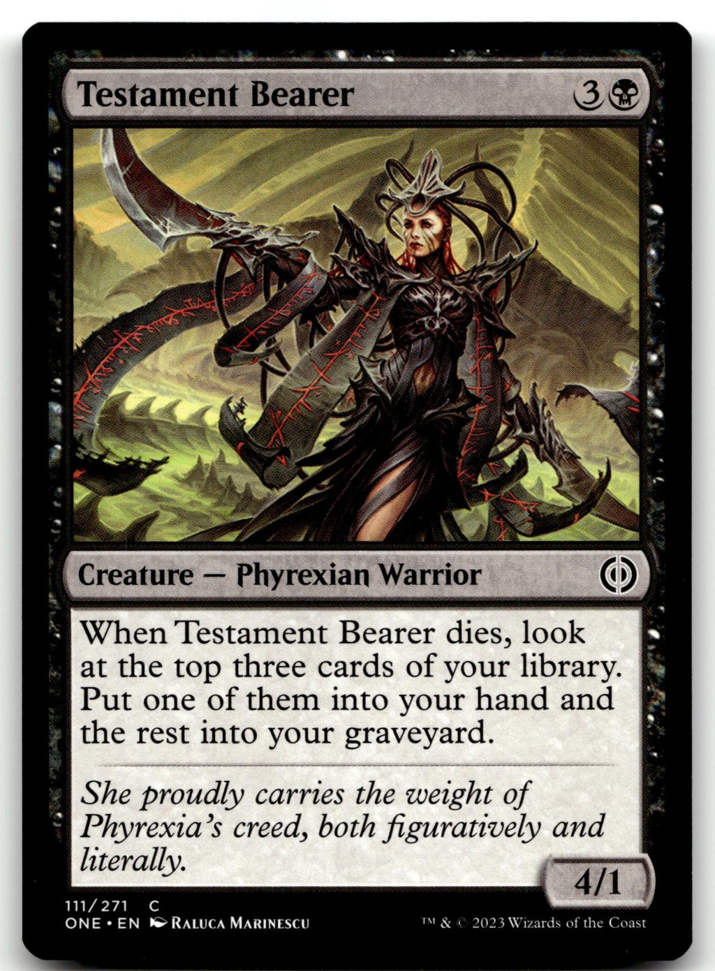Testament Bearer 111 Common Phyrexia: All Will Be One Magic: The Gathering NM