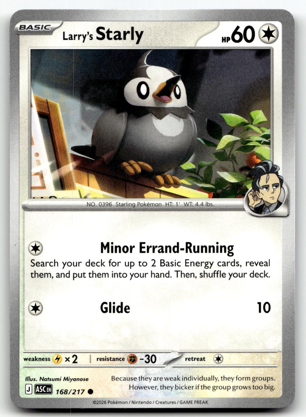 Larry's Starly 168/217 Common Ascended Heroes Pokemon Near Mint
