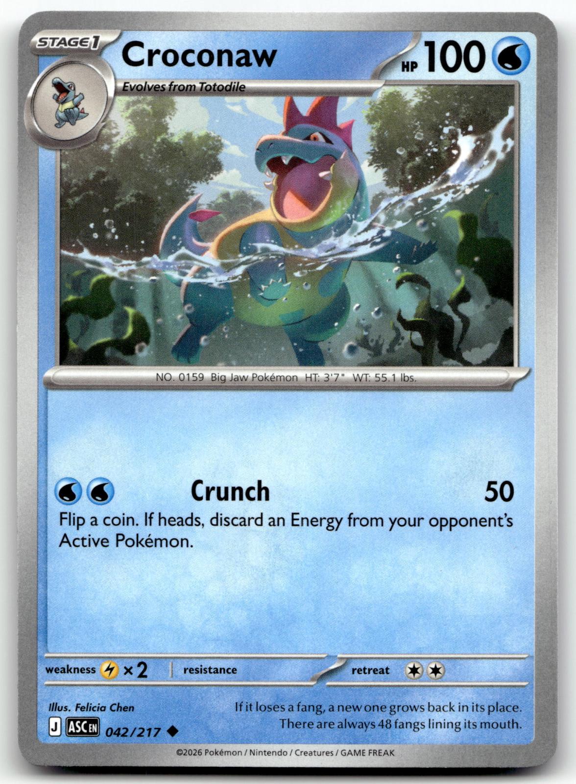 Croconaw 042/217 Uncommon Ascended Heroes Pokemon Near Mint