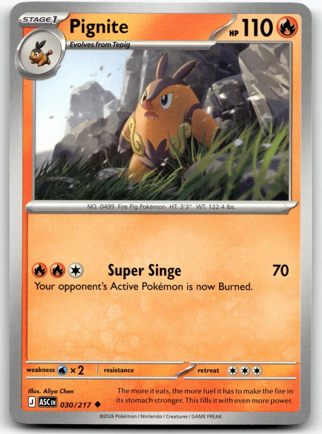 Pignite 030/217 Uncommon Ascended Heroes Pokemon Near Mint