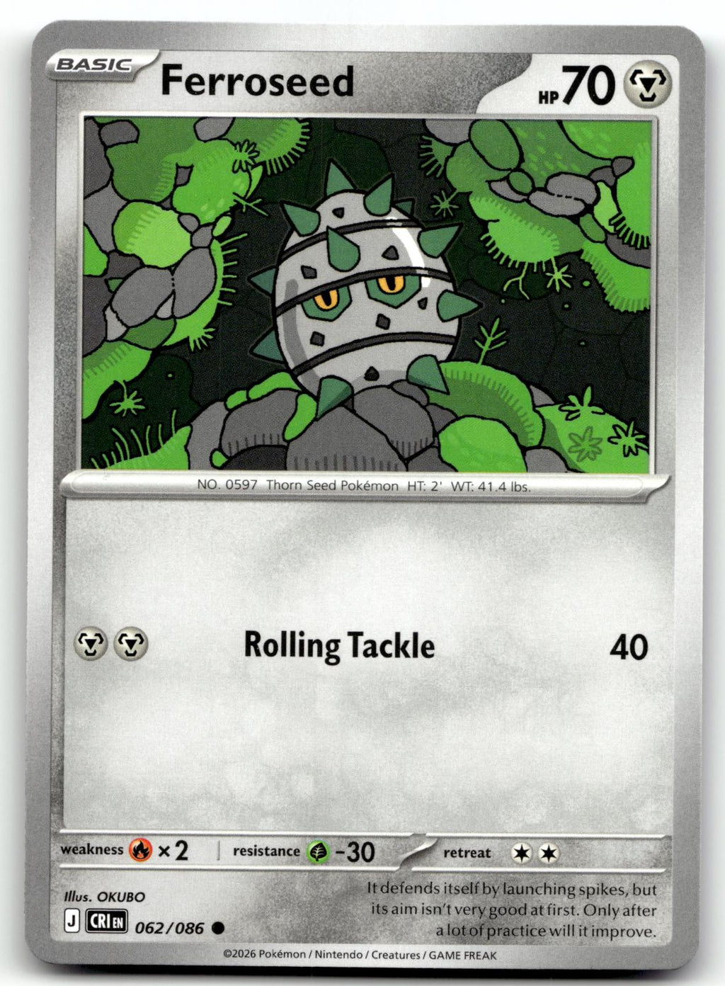 Ferroseed 062/086 Common Chaos Rising Pokemon Near Mint