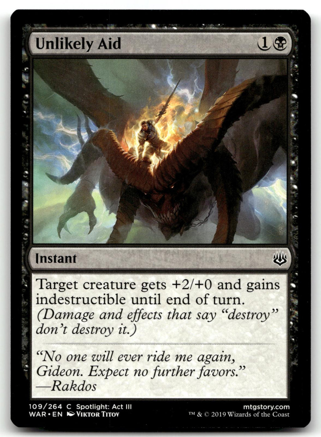 Unlikely Aid 109 Common War of the Spark Magic: The Gathering Near Mint