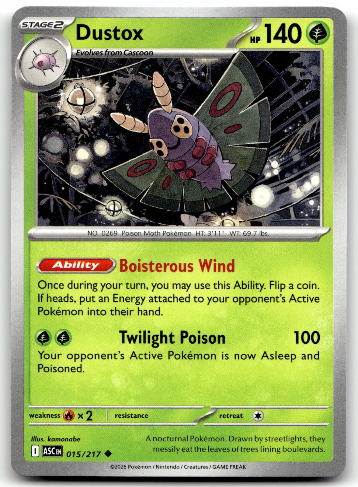 Dustox 015/217 Uncommon Ascended Heroes Pokemon Near Mint