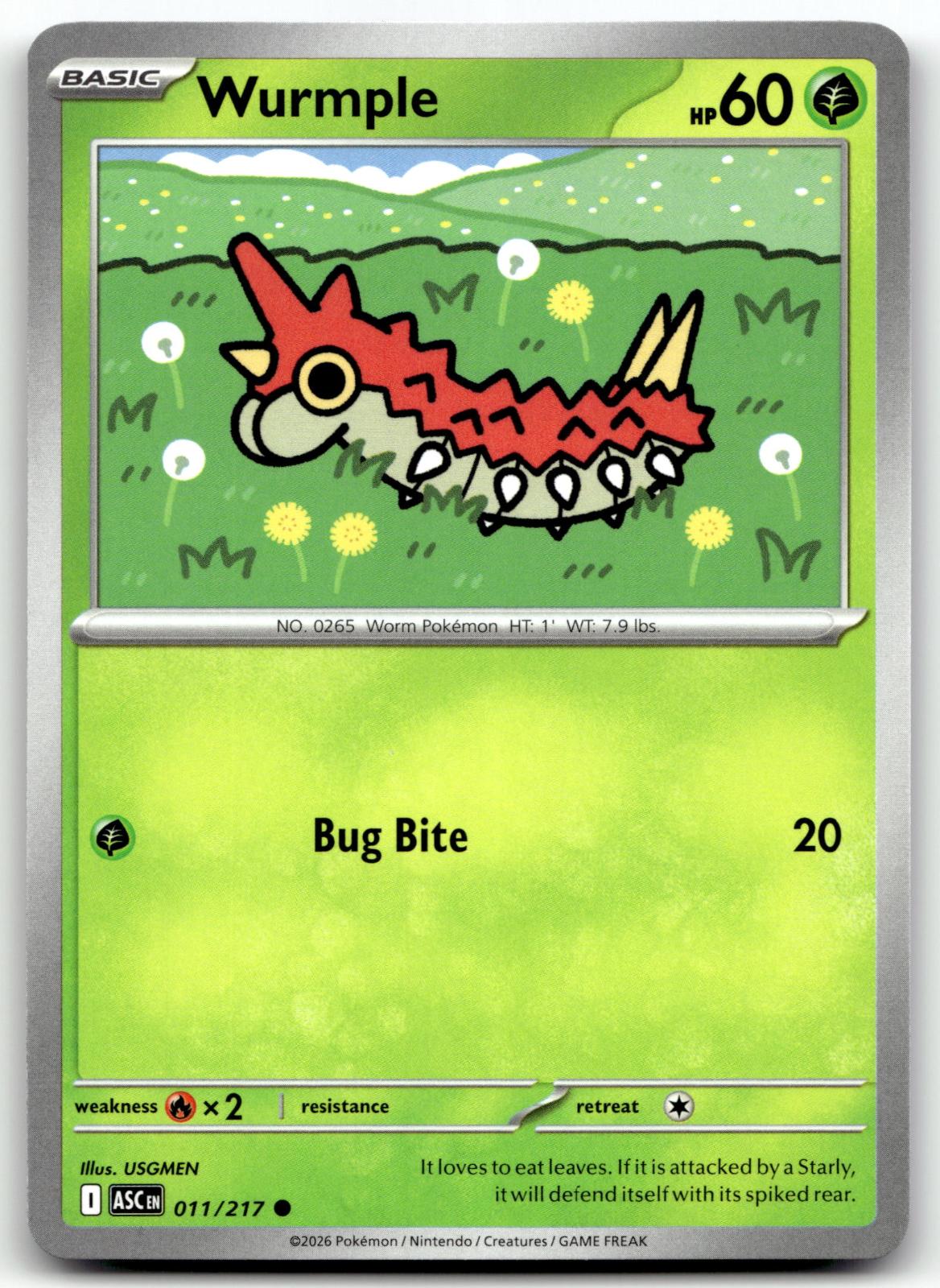 Wurmple 011/217 Common Ascended Heroes Pokemon Near Mint