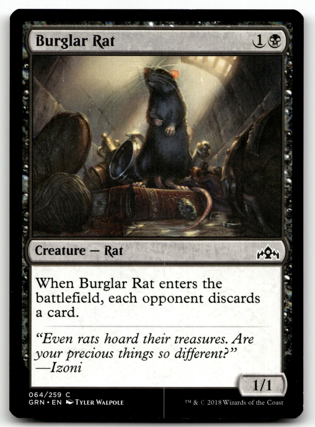 Burglar Rat 64 Common Guilds of Ravnica Magic: The Gathering Near Mint