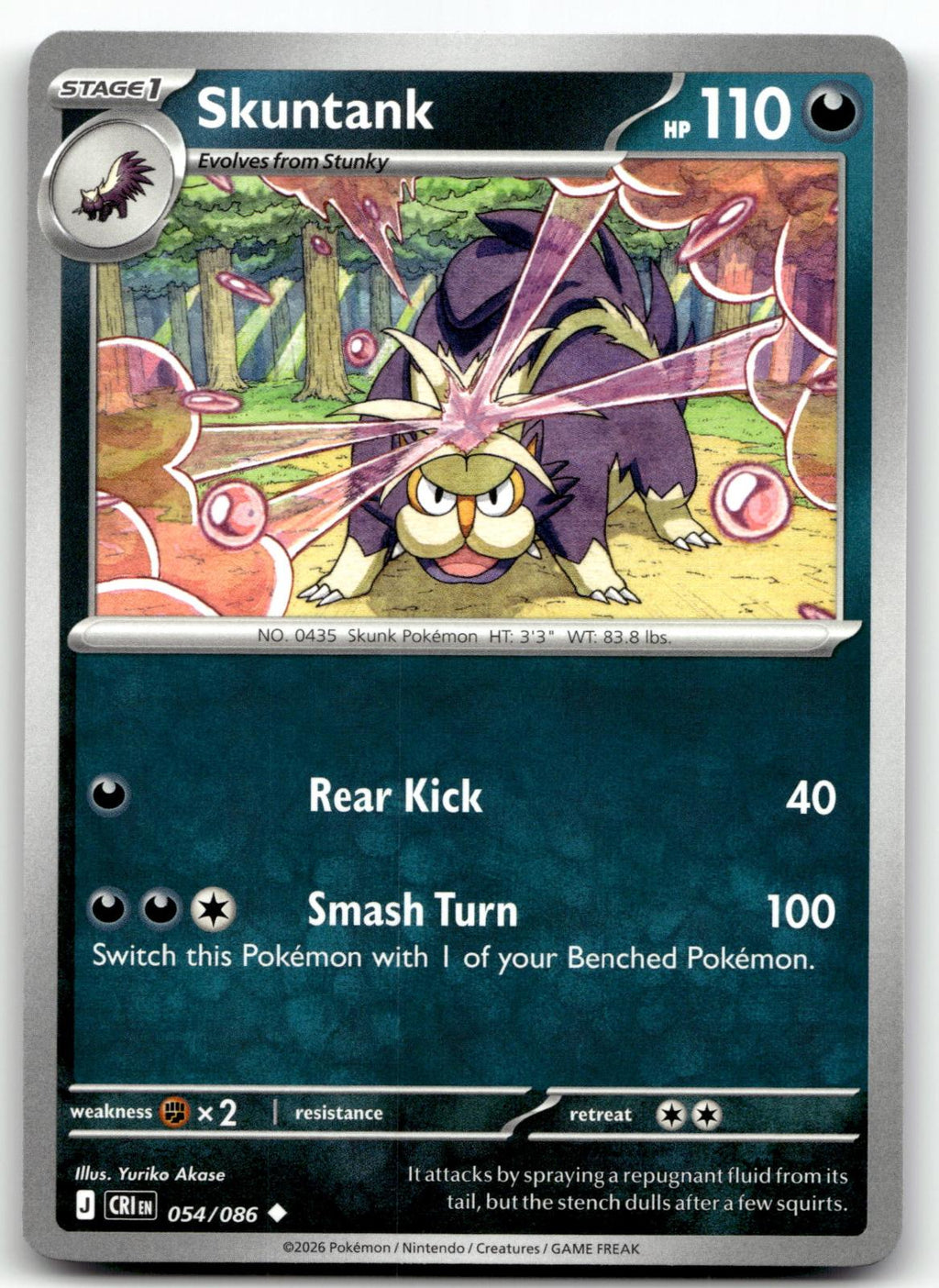 Skuntank 054/086 Uncommon Chaos Rising Pokemon Near Mint