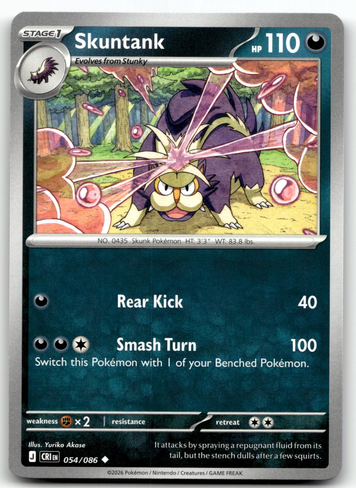 Skuntank 054/086 Uncommon Chaos Rising Pokemon Near Mint