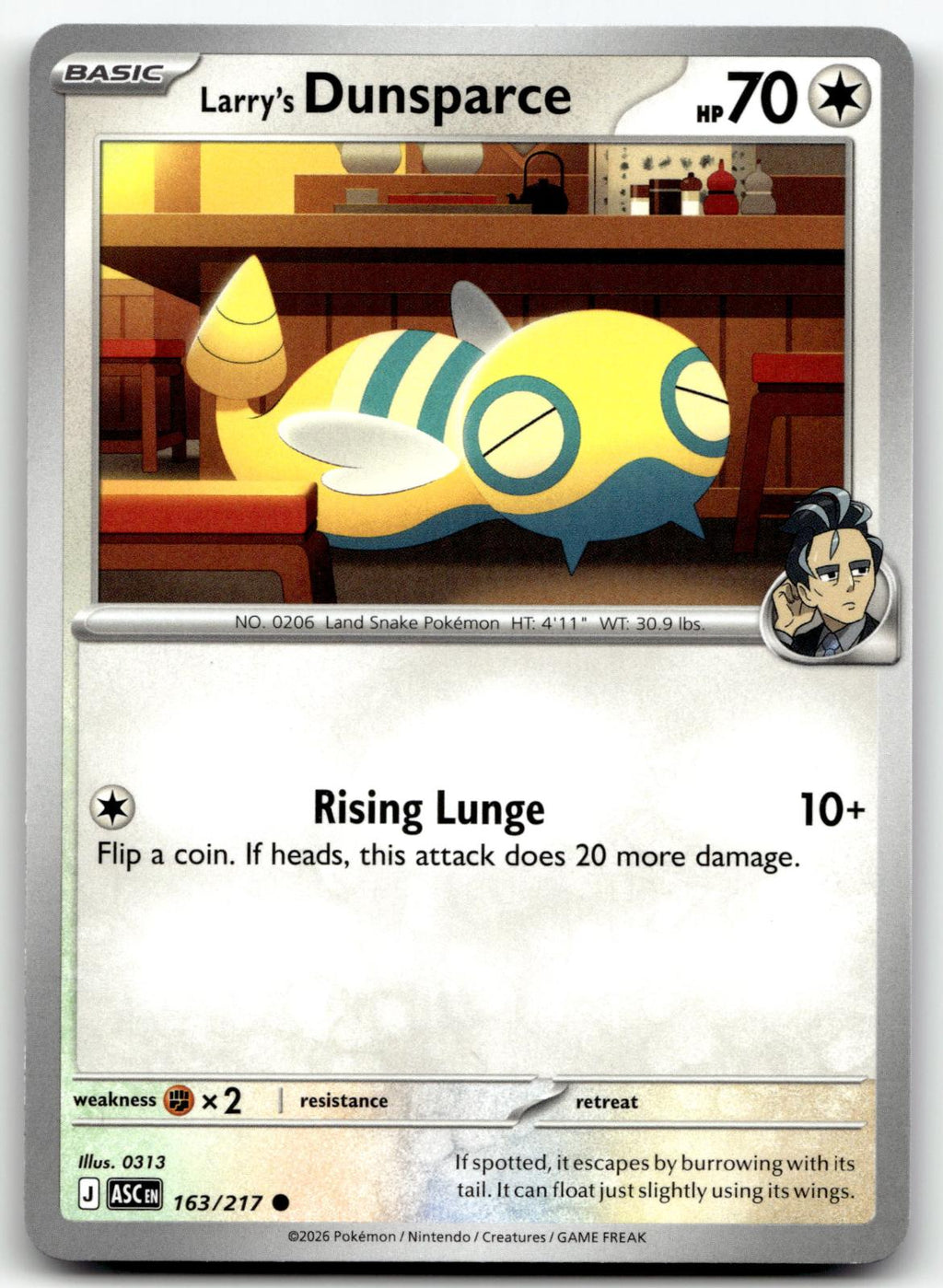 Larry's Dunsparce 163/217 Common Ascended Heroes Pokemon Near Mint