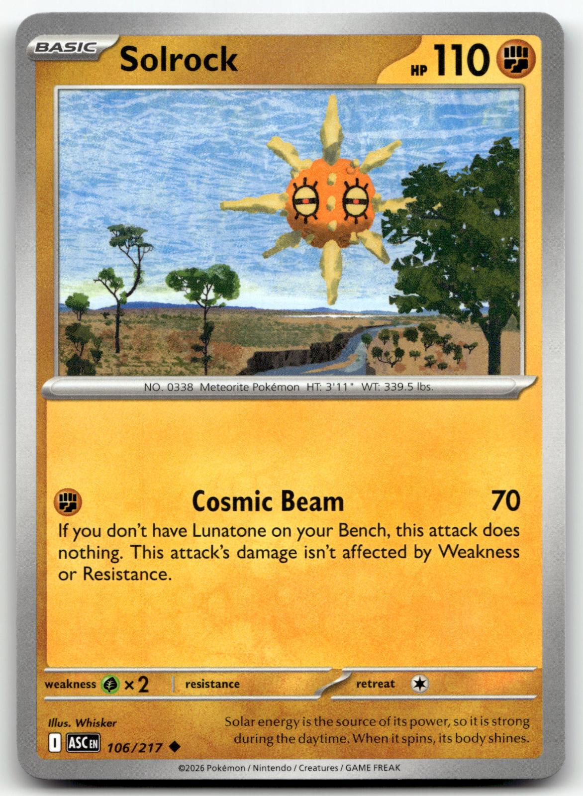 Solrock 106/217 Uncommon Ascended Heroes Pokemon Near Mint