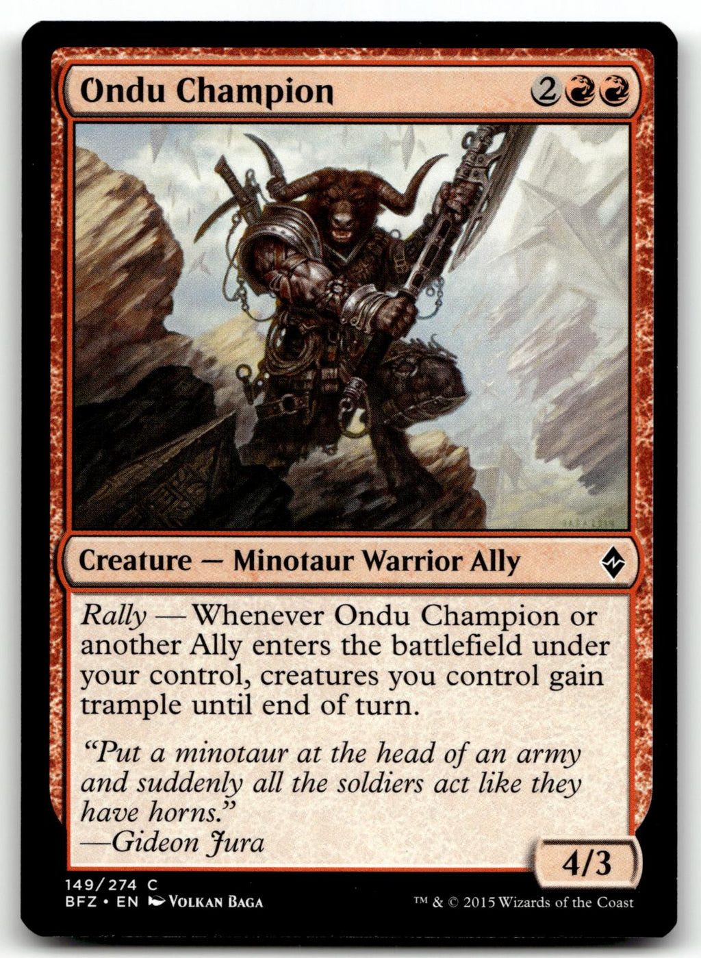Ondu Champion 149 Common Battle for Zendikar Magic: The Gathering Near Mint