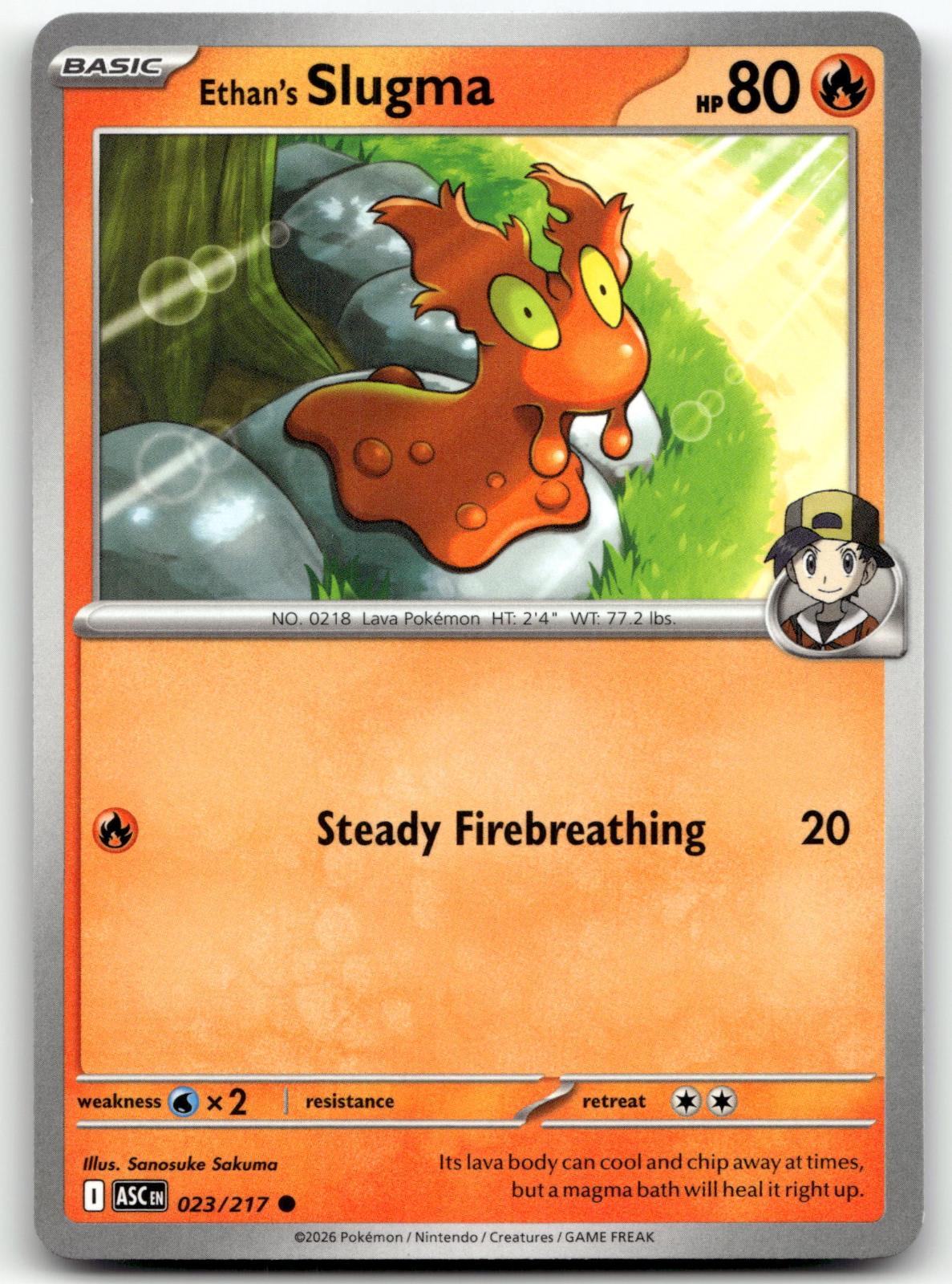Ethan's Slugma 023/217 Common Ascended Heroes Pokemon Near Mint