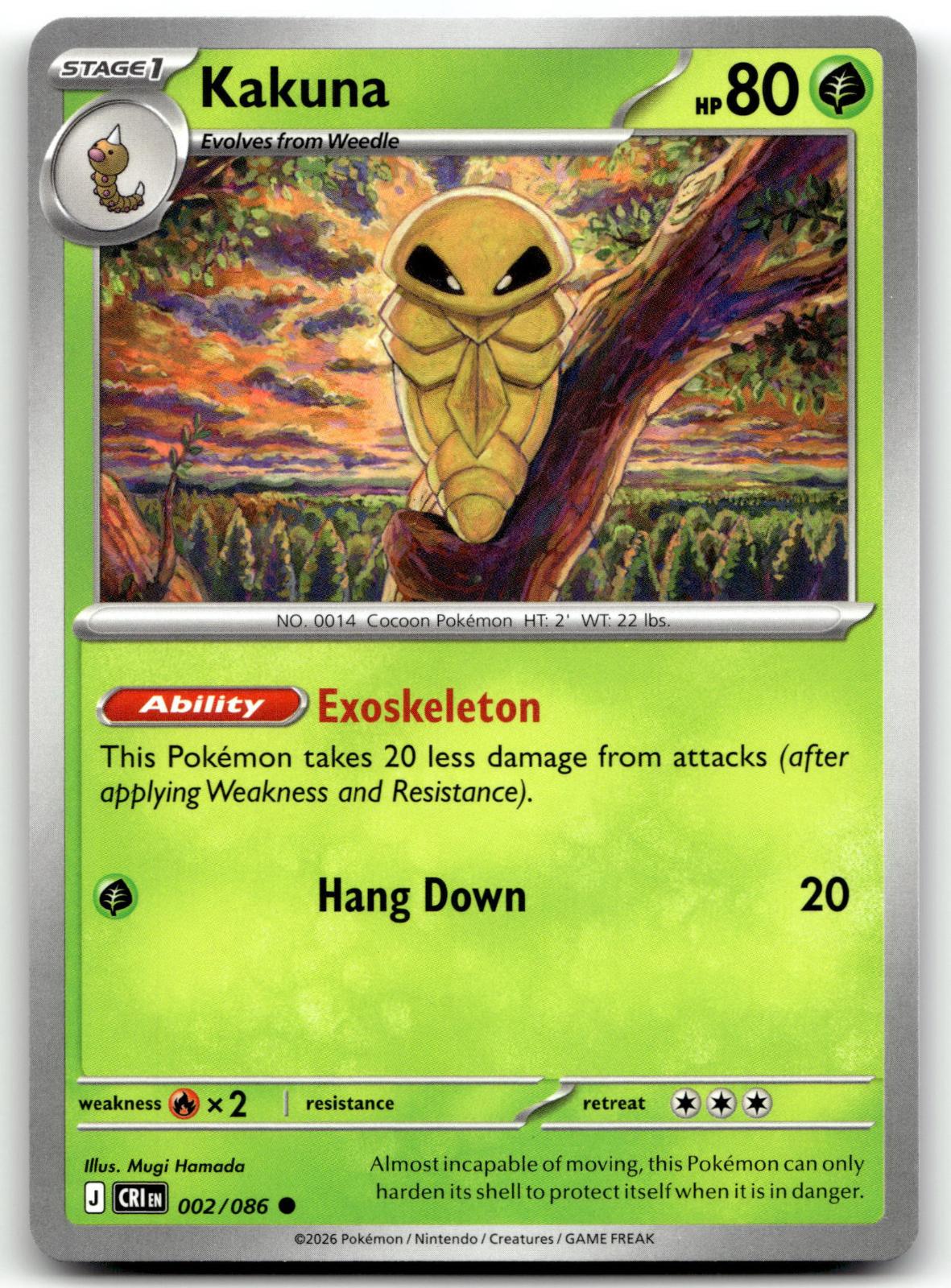 Kakuna 002/086 Common Chaos Rising Pokemon Near Mint