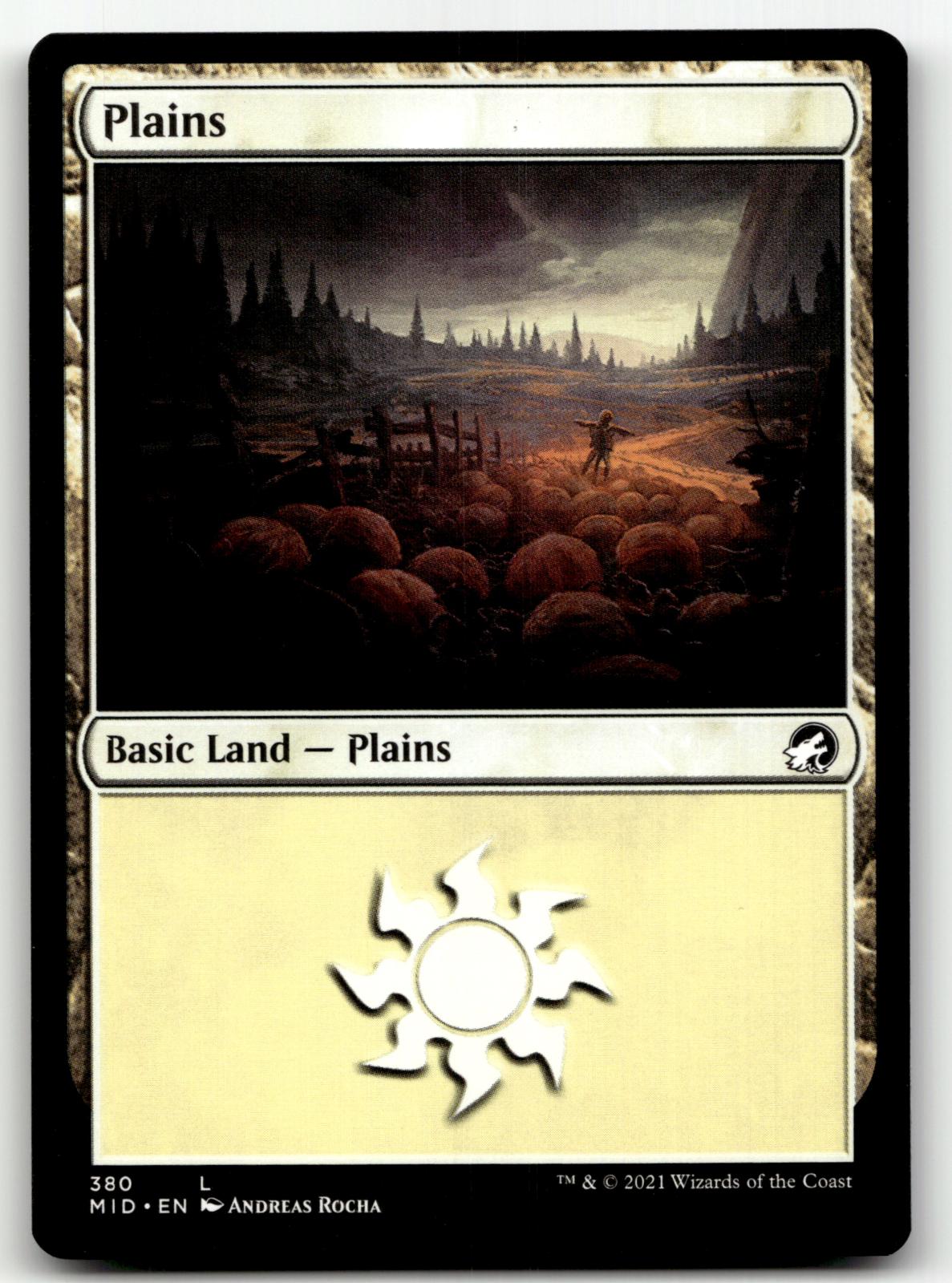 Plains (380) 380 Land Innistrad: Midnight Hunt Magic: The Gathering Near Mint