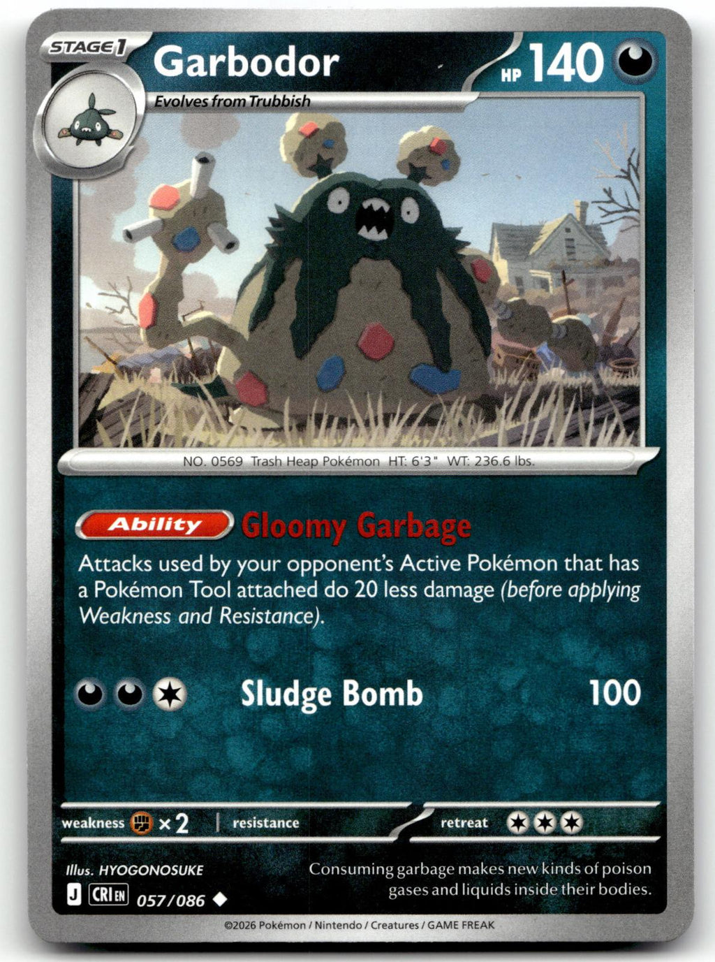 Garbodor 057/086 Uncommon Chaos Rising Pokemon Near Mint