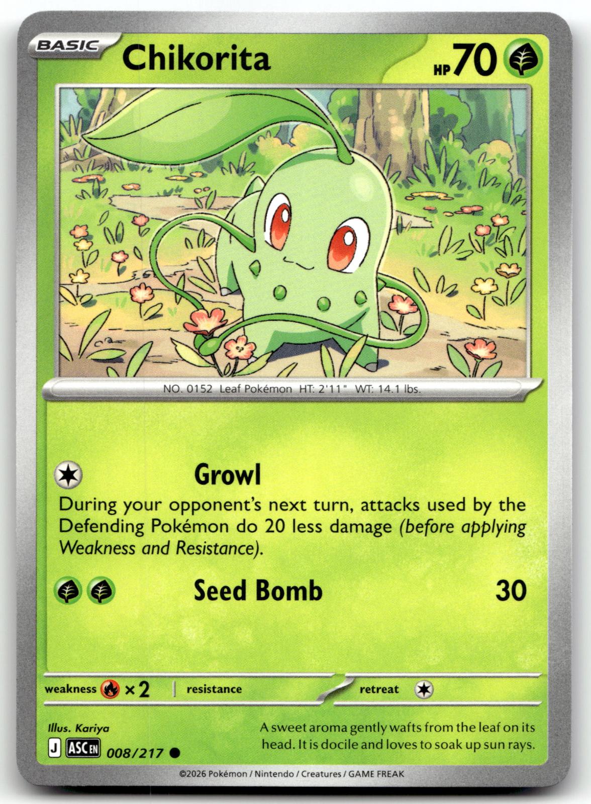 Chikorita 008/217 Common Ascended Heroes Pokemon Near Mint