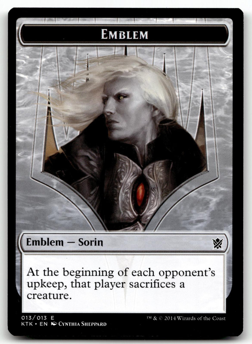 Emblem - Sorin, Solemn Visitor 13 Token Khans of Tarkir Magic: The Gathering NM