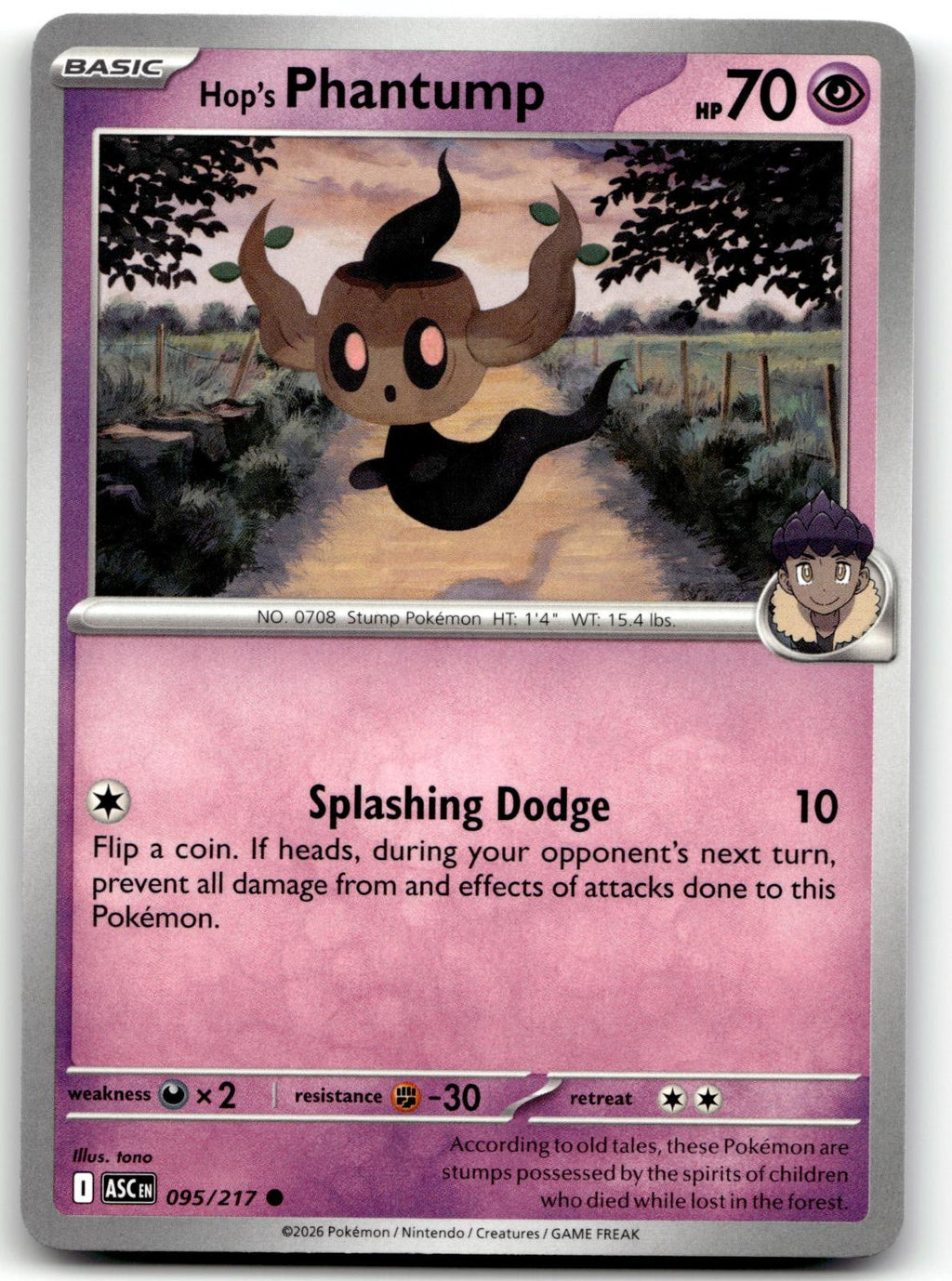 Hop's Phantump 095/217 Common Ascended Heroes Pokemon Near Mint