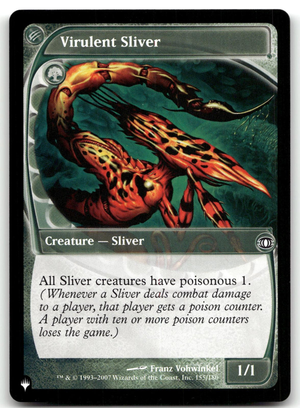 Virulent Sliver 155 Common Future Sight Magic: The Gathering Near Mint