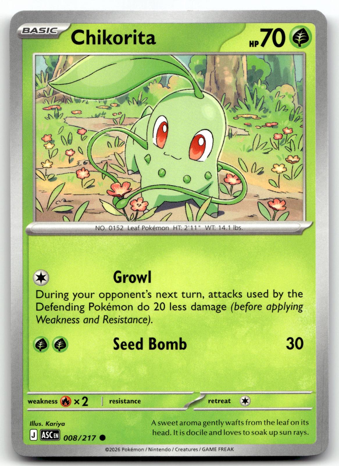Chikorita 008/217 Common Ascended Heroes Pokemon Near Mint