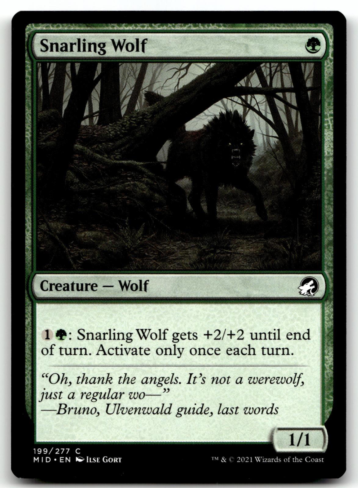 Snarling Wolf 199 Common Innistrad: Midnight Hunt Magic: The Gathering Near Mint