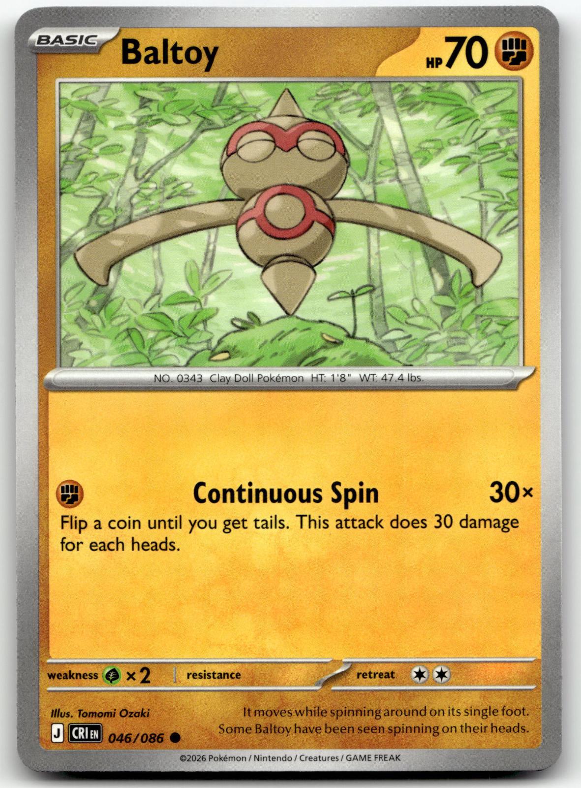 Baltoy 046/086 Common Chaos Rising Pokemon Near Mint