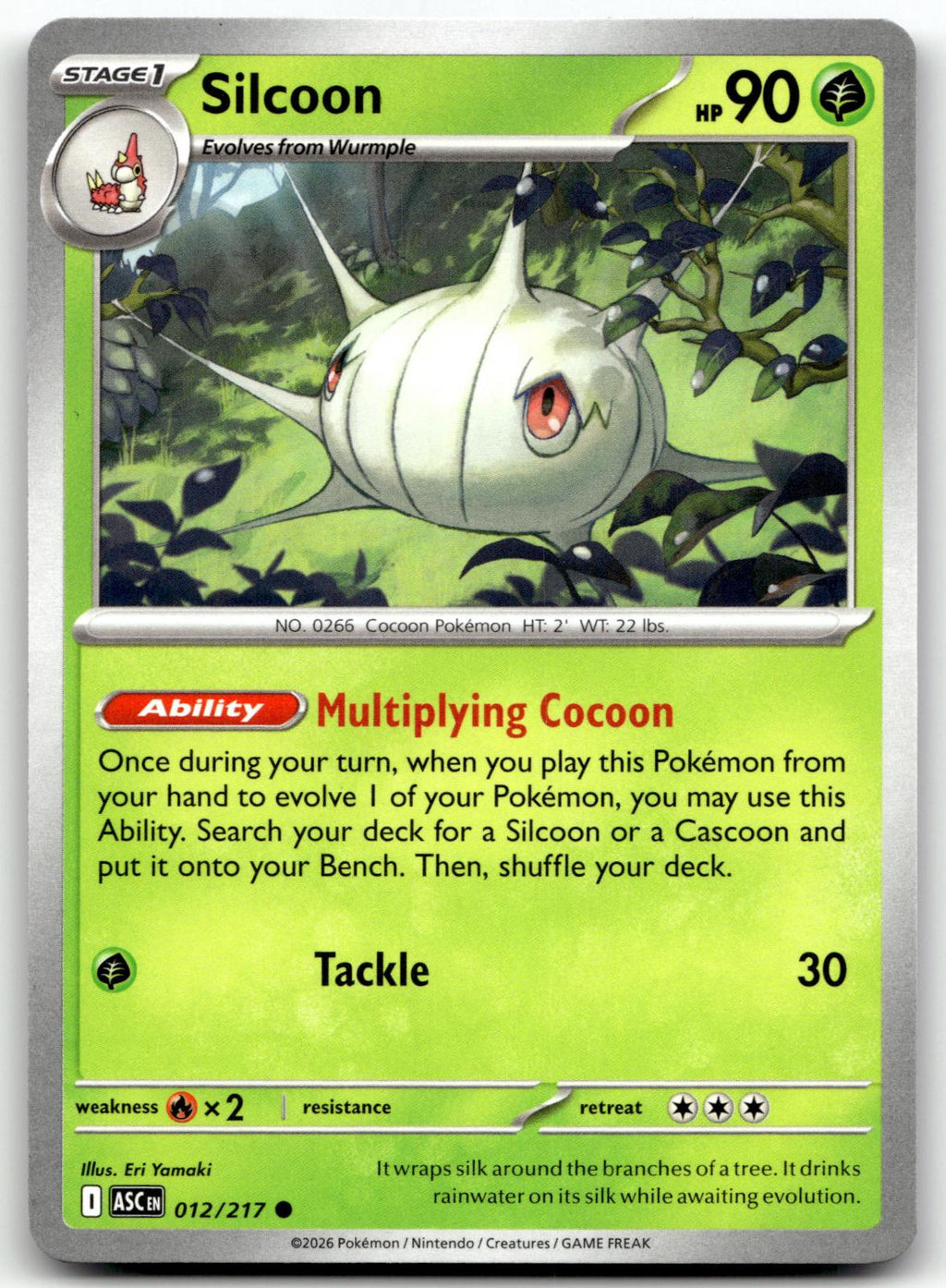 Silcoon 012/217 Common Ascended Heroes Pokemon Near Mint