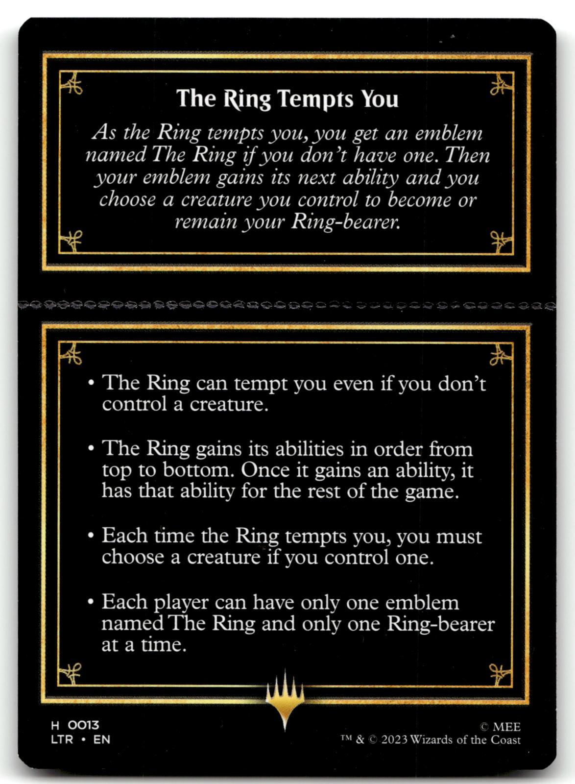 The Ring Helper Card 13 Universes Beyond: The Lord of the Rings: