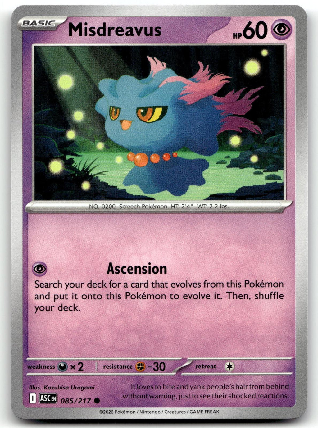 Misdreavus 085/217 Common Ascended Heroes Pokemon Near Mint