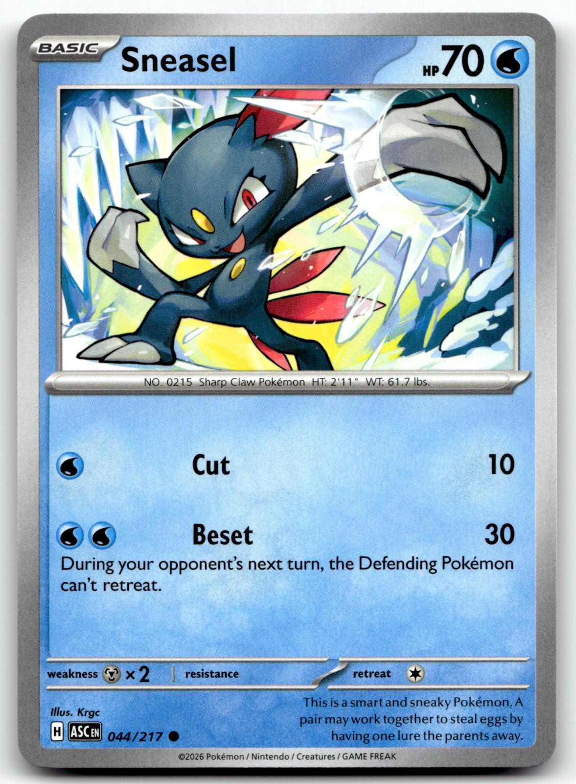 Sneasel 044/217 Common Ascended Heroes Pokemon Near Mint