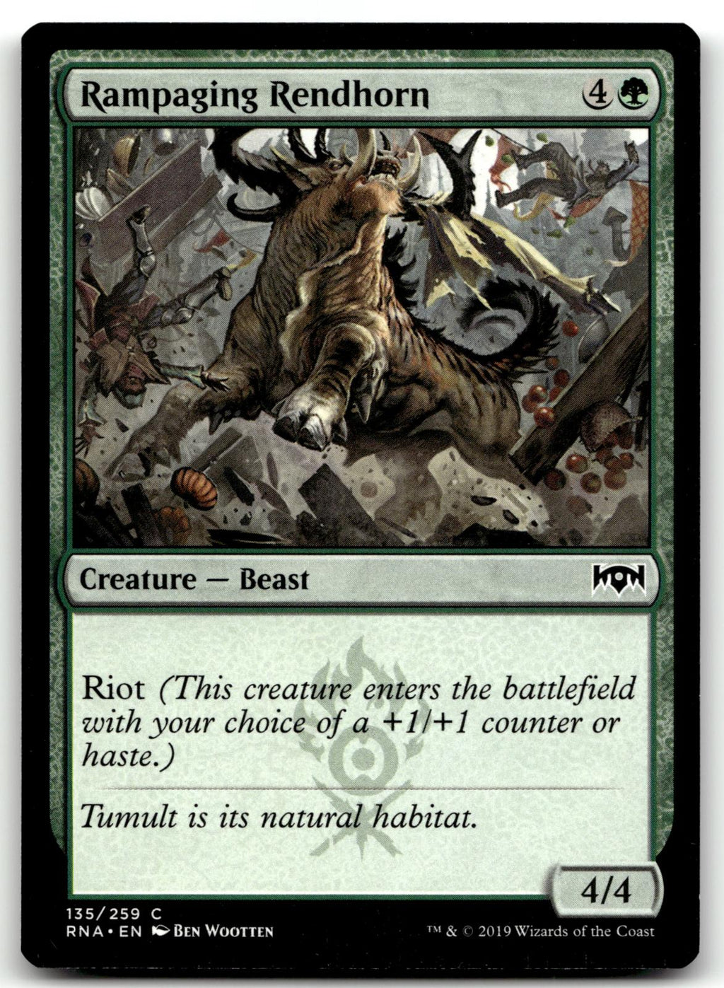 Rampaging Rendhorn 135 Common Ravnica Allegiance Magic: The Gathering Near Mint